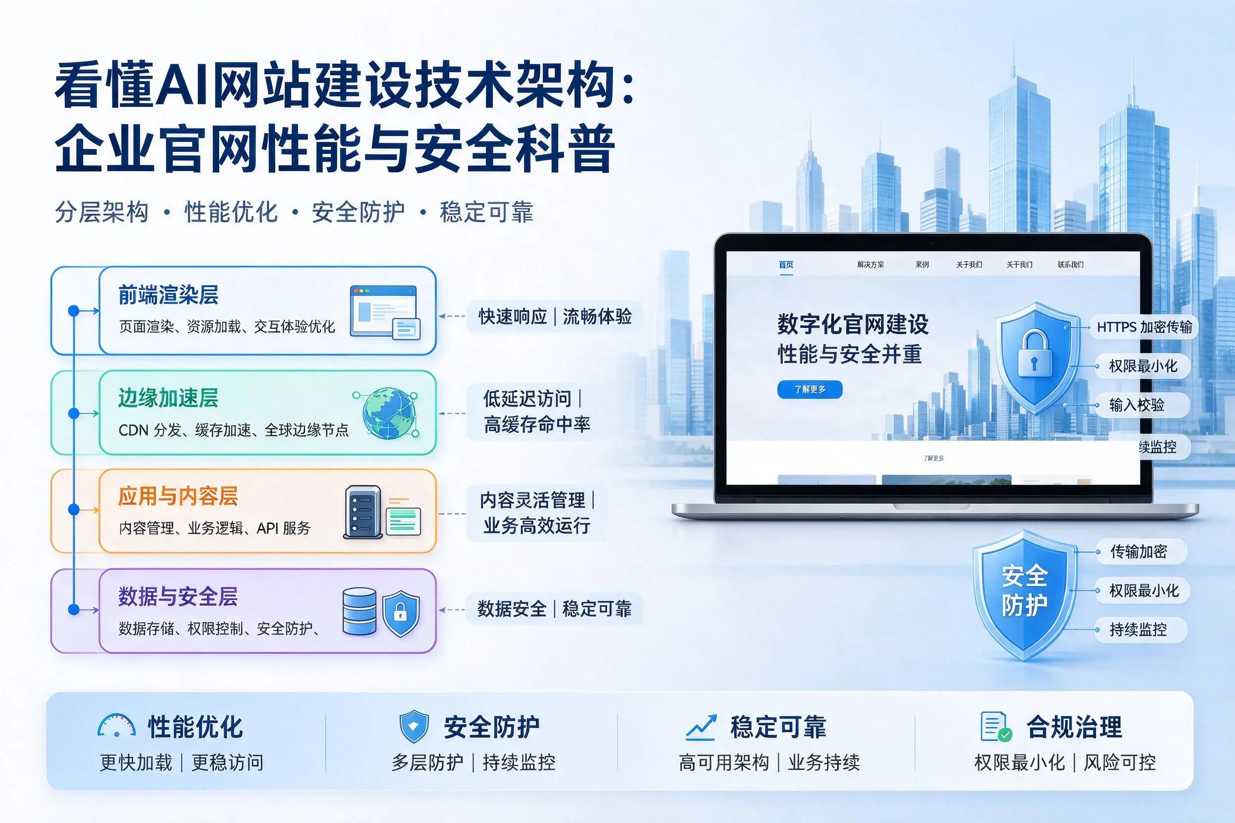 看懂AI网站建设技术架构：东营企业官网性能与安全科普
