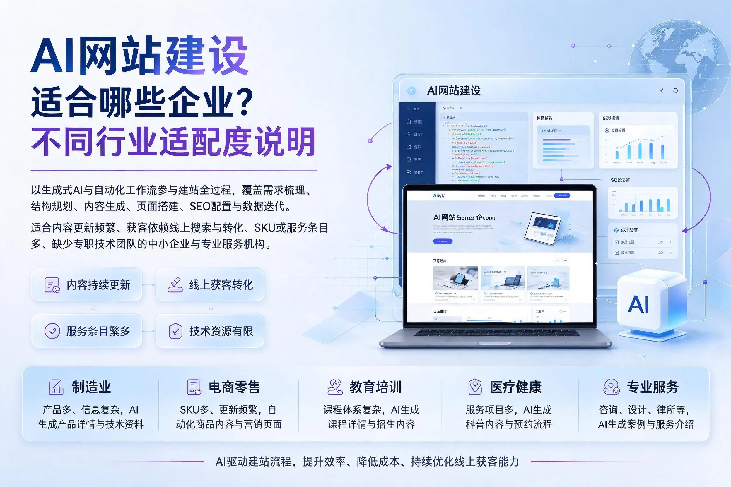 AI网站建设适合哪些企业？东营不同行业适配度说明